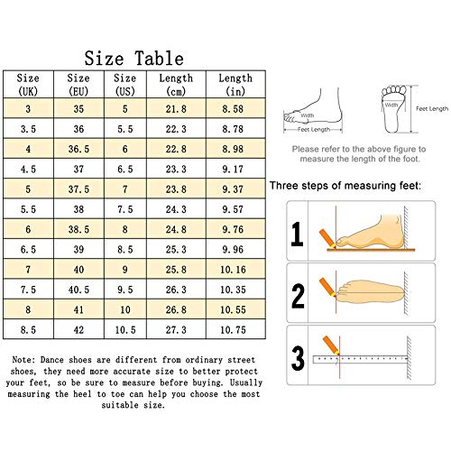 YKXLM Mujeres&Niña Zapatos latinos de baile Zapatillas de baile de salón Salsa Performance Calzado de Danza,ESWXCL-7,Negro+Oro color,EU 38.5