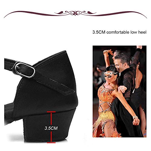 YKXLM Mujeres&Niña Zapatos latinos de baile Zapatillas de baile de salón Salsa Tango Performance Calzado de Danza,ES203,Negro,EU 38