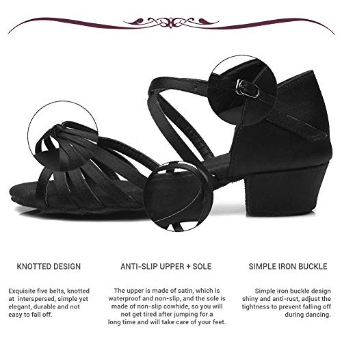 YKXLM Mujeres&Niña Zapatos latinos de baile Zapatillas de baile de salón Salsa Tango Performance Calzado de Danza,ES203,Negro,EU 38