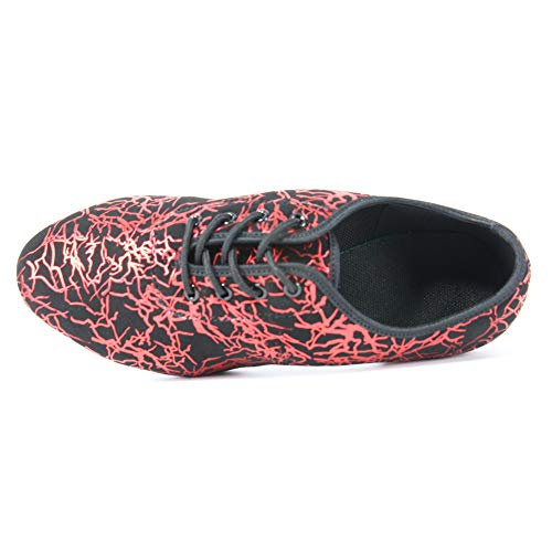 YKXLM Zapatillas de Baile Latino para Mujeres Zapatos de Baile de Jazz Zapatillas de Baile de Salón Latino Zapatos Oxford de Tela Boost Dance,Model WH-SD,Model WH-SD-3CM,Red,35 EU