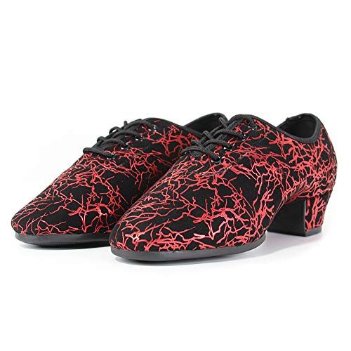 YKXLM Zapatillas de Baile Latino para Mujeres Zapatos de Baile de Jazz Zapatillas de Baile de Salón Latino Zapatos Oxford de Tela Boost Dance,Model WH-SD,Model WH-SD-3CM,Red,35 EU
