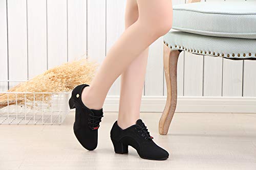 YKXLM Zapatos de Baile Latino Mujer Salsa Zapatos de Baile con Plataforma Entrenamiento de salón de Baile Zapatos de tacón bajo,Modelo 902 NJB-5CM-JD, 36 EU