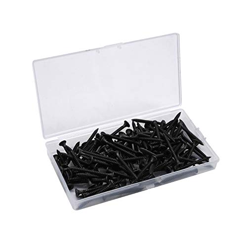 YOFASEN Tornillos para Madera - 100 Piezas Tornillos Autorroscantes de Cabeza Plana de Acero al Carbono Negro, 3.5 * 40 mm, M3.5 * 40(100 piezas)