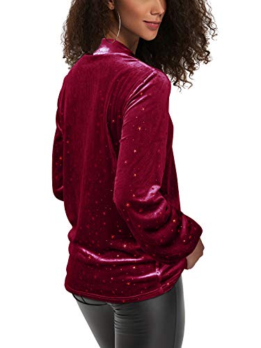 YOINS Blusa de manga larga con cuello en V para mujer, estilo casual, sexy, con mangas de farol, para fiestas de club