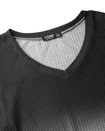 YOINS Mujer Suéter Manga Larga Pullover Gradiente Jersey con Cuello En V Suéter Camiseta Deportiva Casual Top Primavera Y Verano Negro L