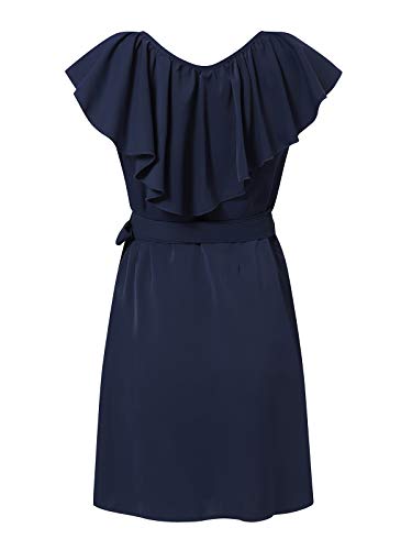 Yoins - Vestido de verano para mujer, corto, cuello en V, sin hombros, elegante, vestido de playa, minivestido de fiesta 01 S