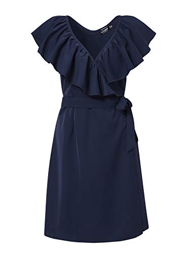 Yoins - Vestido de verano para mujer, corto, cuello en V, sin hombros, elegante, vestido de playa, minivestido de fiesta 01 S