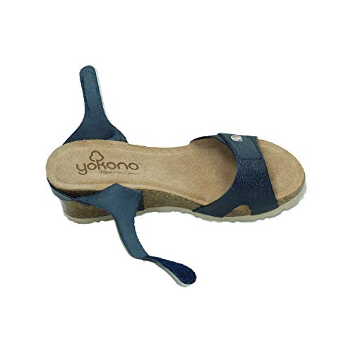 YOKONO CADIZ-073 Sandalias CUÑA Piel Mujer Sandalias Marino 39