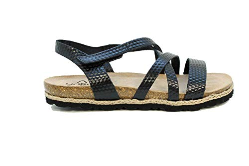 YOKONO Chipre 100 Sandalia Bio Piel grabadada Velcro (Negro, Numeric_40)