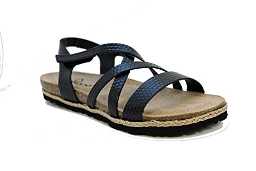 YOKONO Chipre 100 Sandalia Bio Piel grabadada Velcro (Negro, Numeric_40)