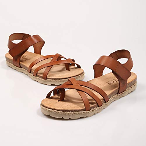 Yokono Chipre 149 Todo Nuez Sandalia Plana para Mujer, 38