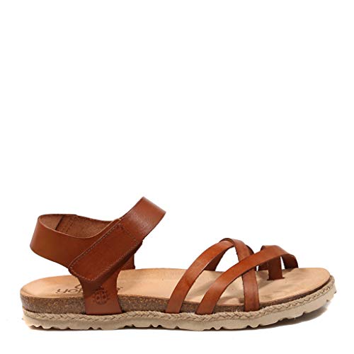Yokono Chipre 149 Todo Nuez Sandalia Plana para Mujer, 38