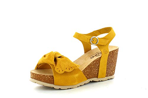 Yokono Sandalia Cuña Serraje Mostaza