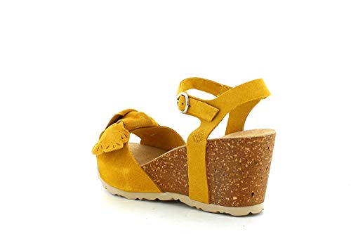 Yokono Sandalia Cuña Serraje Mostaza