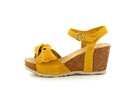 Yokono Sandalia Cuña Serraje Mostaza