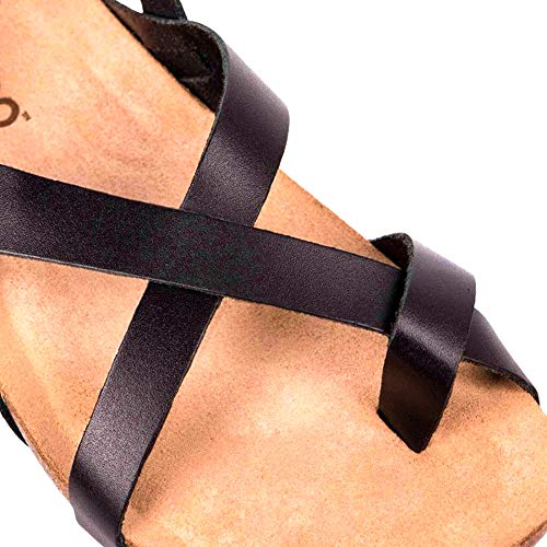 YOKONO - Sandalias Planas Casual - Cuero para: Mujer Color: Negro Talla: 41