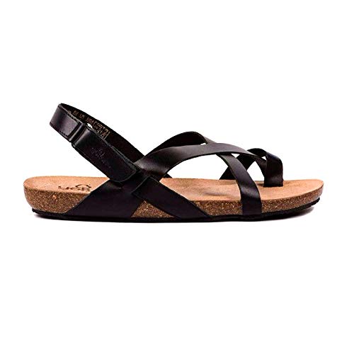 YOKONO - Sandalias Planas Casual - Cuero para: Mujer Color: Negro Talla: 41