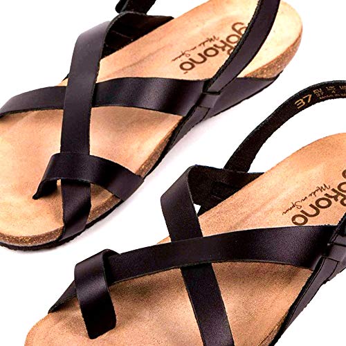 YOKONO - Sandalias Planas Casual - Cuero para: Mujer Color: Negro Talla: 41