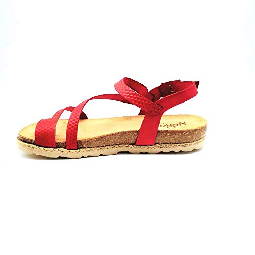 YOKONO - Sandalias Planas Casual - Cuero para: Mujer Color: Rojo Talla: 37