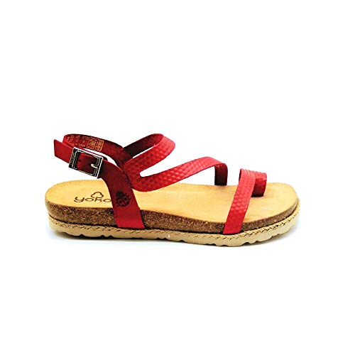 YOKONO - Sandalias Planas Casual - Cuero para: Mujer Color: Rojo Talla: 37