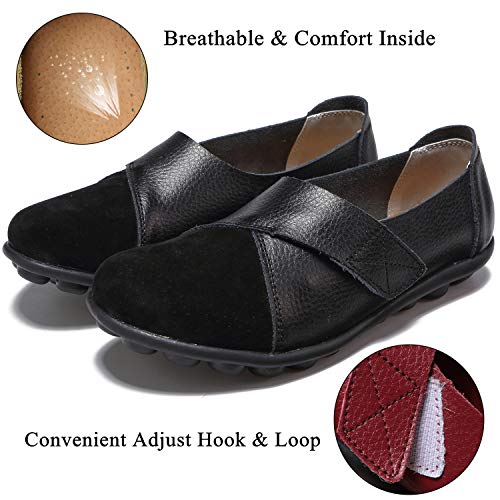 Yooeen Zapatos Mocasines Cómodos para Mujer Calzado de Trabajo Antideslizante Velcro Loafers Zapatos de Conducción