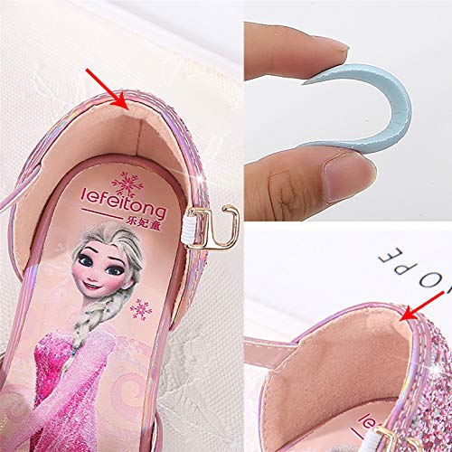 YOSICIL Zapatos de Tacón Alto con Arco para Niña Zapatos de Ballet Disfraz de Princesa Elsa con Lentejuelas Sandalias de Pescado Boca Zapatilla de Vestir Fiesta Cosplay Carnaval Playa