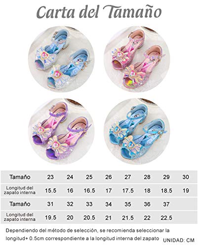YOSICIL Zapatos de Tacón Alto con Arco para Niña Zapatos de Ballet Disfraz de Princesa Elsa con Lentejuelas Sandalias de Pescado Boca Zapatilla de Vestir Fiesta Cosplay Carnaval Playa