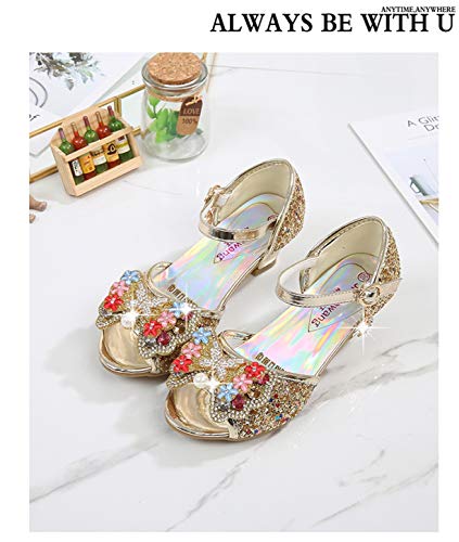 YOSICIL Zapatos de Tango Latino Niña Zapatos de Tacón Altode Princesa Lentejuelas Zapatos de Baile Sandalias Arco Zapatilla de Ballet de Vestir Fiesta para Boda Playa 6 a 13Años Azul EU26-38
