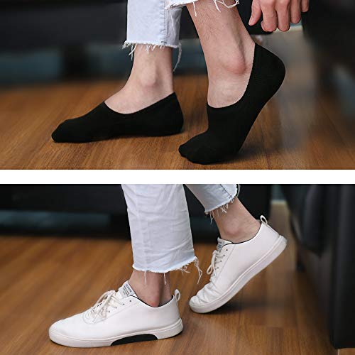YOUCHAN Calcetines Mujer Hombre 10 Pares Tobilleros Invisibles Antideslizante Algodon Silicona Calcetines Verano-Negro-43-46