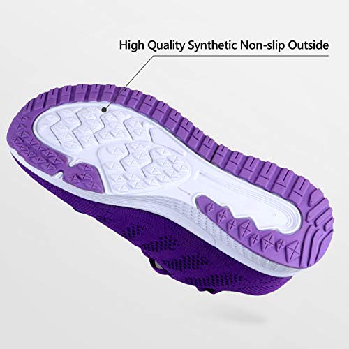 Youecci Zapatillas de Deportivos de Running para Mujer Deportivo de Exterior Interior Gimnasia Ligero Sneakers Fitness Atlético Caminar Zapatos Transpirable Morado 40 EU
