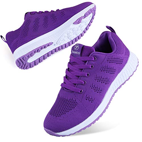 Youecci Zapatillas de Deportivos de Running para Mujer Deportivo de Exterior Interior Gimnasia Ligero Sneakers Fitness Atlético Caminar Zapatos Transpirable Morado 40 EU