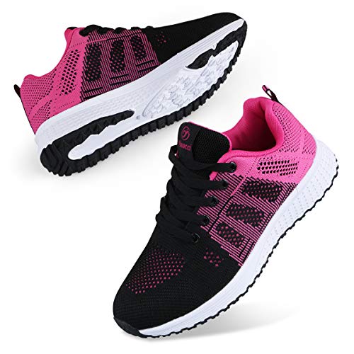Youecci Zapatillas de Deportivos de Running para Mujer Deportivo de Exterior Interior Gimnasia Ligero Sneakers Fitness Atlético Caminar Zapatos Transpirable Rojo 39 EU