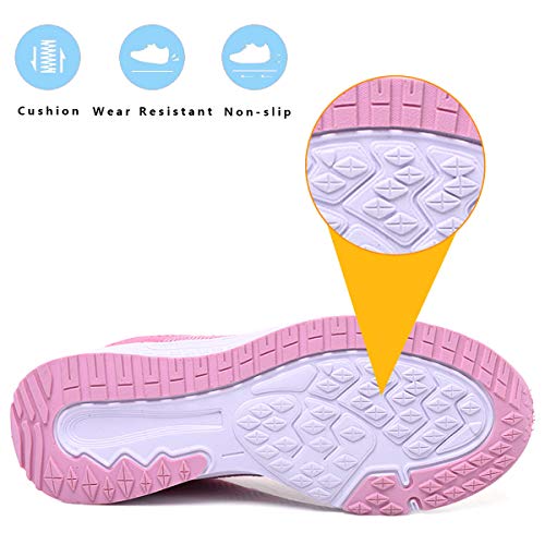 Youecci Zapatillas de Deportivos de Running para Mujer Deportivo de Exterior Interior Gimnasia Ligero Sneakers Fitness Atlético Caminar Zapatos Transpirable Rosa 35 EU
