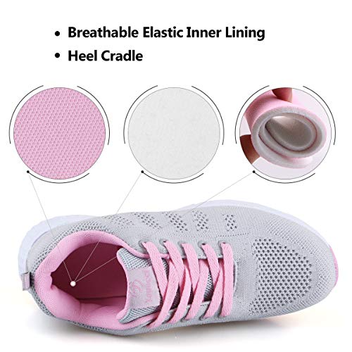 Youecci Zapatillas de Deportivos de Running para Mujer Deportivo de Exterior Interior Gimnasia Ligero Sneakers Fitness Atlético Caminar Zapatos Transpirable Rosa 36 EU