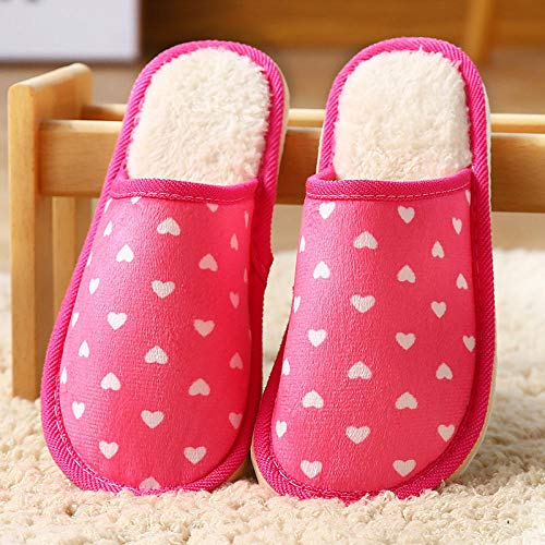 ypyrhh Invierno Cálido Forro de Felpa Pantuflas,Pantuflas de algodón Antideslizantes de Fondo Grueso,Pantuflas cálidas de Felpa-Rose Red_36 / 37,Espuma de Memoria Invierno Interior Pantuflas