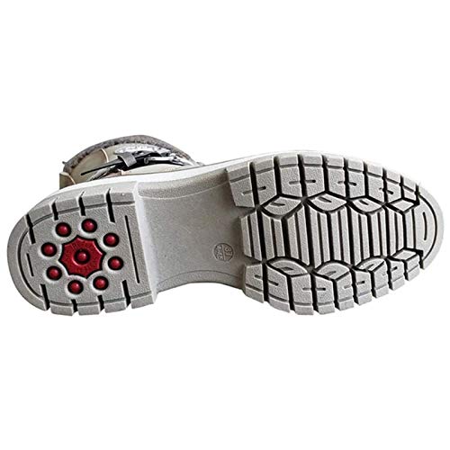 YSHUAI Botas de Altas para Mujer, Botas para Mujer, Botines de Hebilla de Punto, Botas de Becerro de Punto, Botas de Deslizamiento de Damas,Beige,EU40