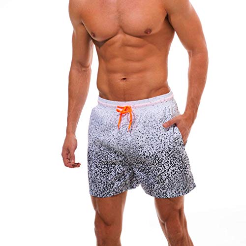 Yvelands Trajes de baño Bañadores de Moda para Hombre Boxer Surf Short Briefs Bañadores Short Men Thermal Sports Bañador acuático de Bolsillo Casual Beach Pants Summer, Cheap Clearance! (Blanco, M)