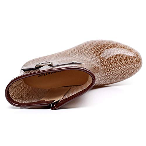 YWLINK Botas De Lluvia Mujer Botas De Nieve Estilo Punk TamañO Grande Zapatos con CuñA Transparentes Zapatos De Goma Zapatos De Agua Transpirable Calzado Industrial ConstruccióN(Caqui,40EU)