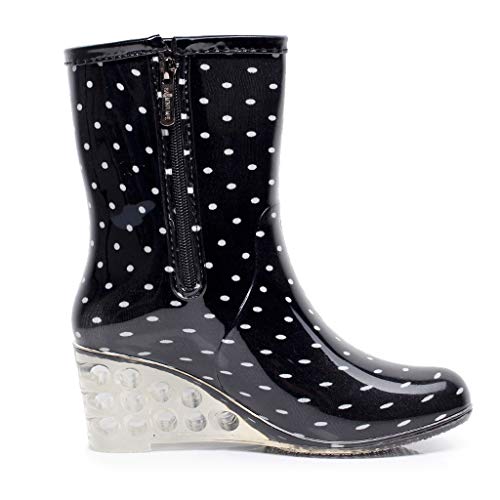 YWLINK Botas De Lluvia Mujer Hunter Zapatos CuñA Botas De Lluvia Hebilla con Cremallera Lateral Transparentes Zapatos De Goma Moda Casual Antideslizante Botas De Nieve PVC TamañO Grande(Blanco,40EU)