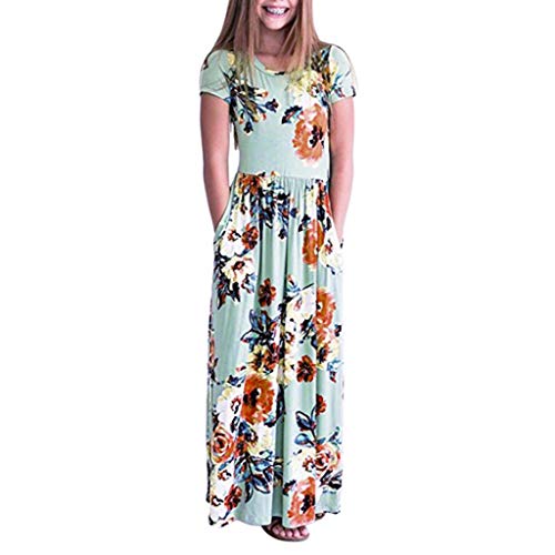 YWLINK Casual Vestido Largo De Boho De La ImpresióN NiñAs Manga Corta Verano Vestido Estampado Floral Fiesta1-10 AñOs De Edad La Moda Verano Vestido De Fiesta