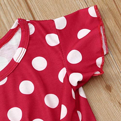 YWLINK Mezcla De AlgodóN Camiseta De Manga Corta con Estampado De Lunares En La Parte Superior De Los NiñOs+Falda Plisada De Lunares Conjunto De Dos Piezas Ropa Casual Conjuntos Bautizo Bebe Regalo