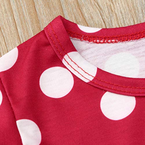 YWLINK Mezcla De AlgodóN Camiseta De Manga Corta con Estampado De Lunares En La Parte Superior De Los NiñOs+Falda Plisada De Lunares Conjunto De Dos Piezas Ropa Casual Conjuntos Bautizo Bebe Regalo