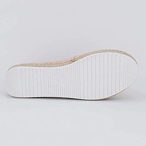 YWLINK Plataforma Hueca para Mujer Zapatos Casuales Color SóLido Transpirable CuñA Alpargatas Antideslizante CóModo Zapatos Romanos Bohemia TamañO Grande Fiesta Deportes Al Aire Libre(Rosado,35EU)
