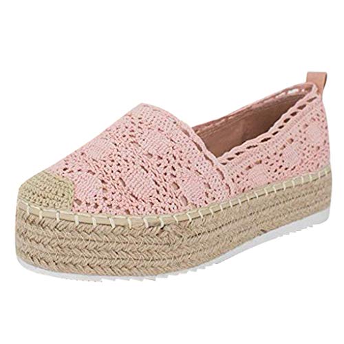 YWLINK Plataforma Hueca para Mujer Zapatos Casuales Color SóLido Transpirable CuñA Alpargatas Antideslizante CóModo Zapatos Romanos Bohemia TamañO Grande Fiesta Deportes Al Aire Libre(Rosado,35EU)