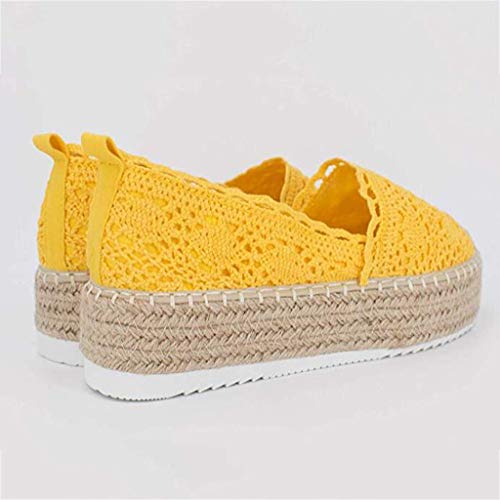 YWLINK Plataforma Hueca para Mujer Zapatos Casuales Color SóLido Transpirable CuñA Alpargatas Antideslizante CóModo Zapatos Romanos Bohemia TamañO Grande Fiesta Deportes Al Aire Libre(Amarillo,35EU)