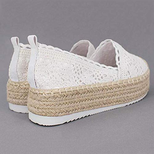 YWLINK Plataforma Hueca para Mujer Zapatos Casuales Color SóLido Transpirable CuñA Alpargatas Antideslizante CóModo Zapatos Romanos Bohemia TamañO Grande Fiesta Deportes Al Aire Libre(Blanco,38EU)