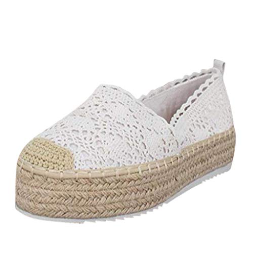 YWLINK Plataforma Hueca para Mujer Zapatos Casuales Color SóLido Transpirable CuñA Alpargatas Antideslizante CóModo Zapatos Romanos Bohemia TamañO Grande Fiesta Deportes Al Aire Libre(Blanco,38EU)