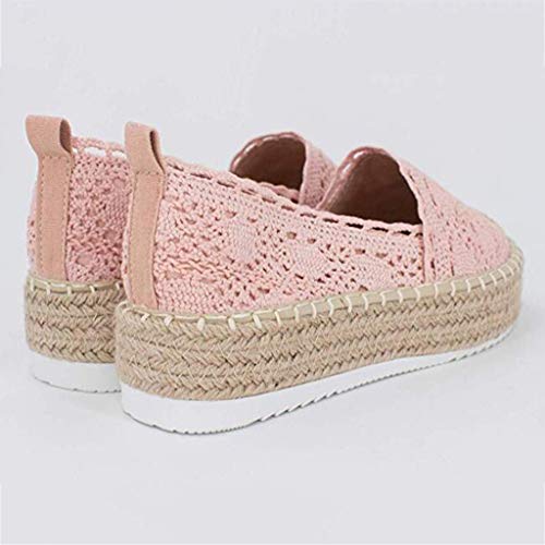 YWLINK Plataforma Hueca para Mujer Zapatos Casuales Color SóLido Transpirable CuñA Alpargatas Antideslizante CóModo Zapatos Romanos Bohemia TamañO Grande Fiesta Deportes Al Aire Libre(Rosado,39EU)