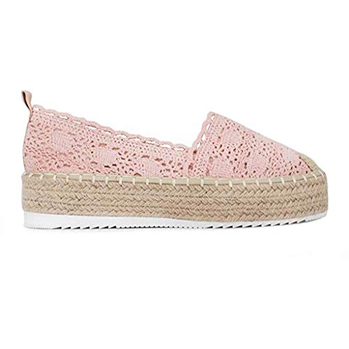 YWLINK Plataforma Hueca para Mujer Zapatos Casuales Color SóLido Transpirable CuñA Alpargatas Antideslizante CóModo Zapatos Romanos Bohemia TamañO Grande Fiesta Deportes Al Aire Libre(Rosado,39EU)