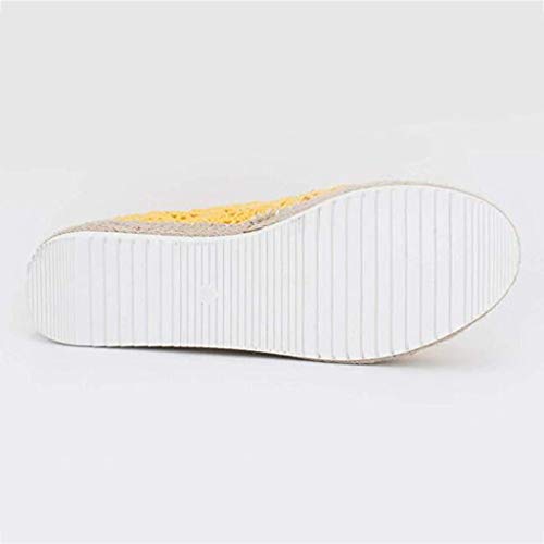 YWLINK Plataforma Hueca para Mujer Zapatos Casuales Color SóLido Transpirable CuñA Alpargatas Antideslizante CóModo Zapatos Romanos Bohemia TamañO Grande Fiesta Deportes Al Aire Libre(Amarillo,40EU)